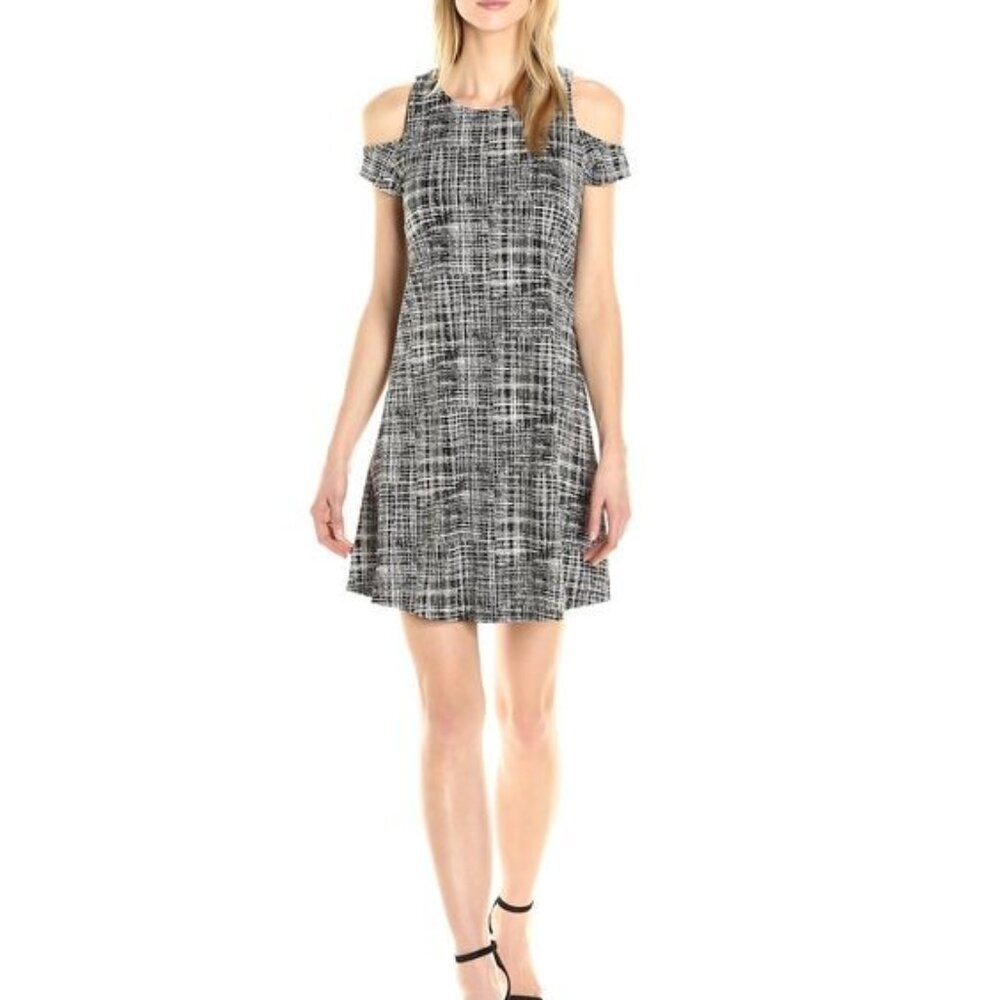Sharagano Graphic Tweed Print Jumper Dress Sz 8